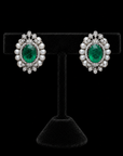 Diamond Studs with Natural Emeralds and Pearls