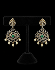 2 In 1 Bridal Diamond Earrings with changeable Natural Emerald/Rubies and Pearl Drops