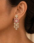 2 In 1 Diamond Earrings with Natural Morganite and Spinel