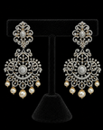 Diamond Earrings with changeable Natural Emeralds/Rubies and Pearl Drops