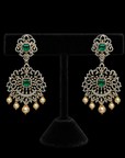 2 In 1 Diamond Earrings with changeable Natural Emeralds/Rubies and Pearl Drops