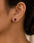 Diamond Studs with Natural Rubies