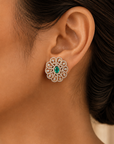 Diamond Earrings with changeable Natural Emeralds/Rubies
