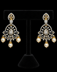 Diamond Earrings with changeable Natural Emeralds/Rubies and Pearl Drops