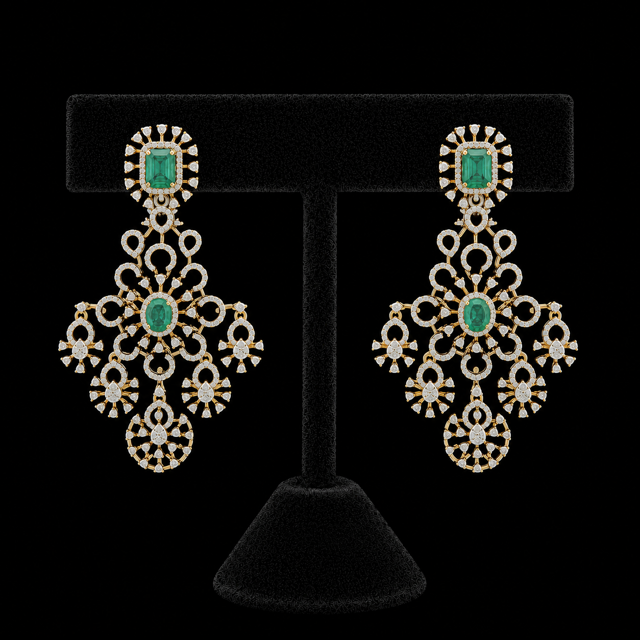 Diamond Earrings with changeable Natural Emeralds and Rubies