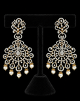 Diamond Earrings with Natural Emeralds and Pearl Drops