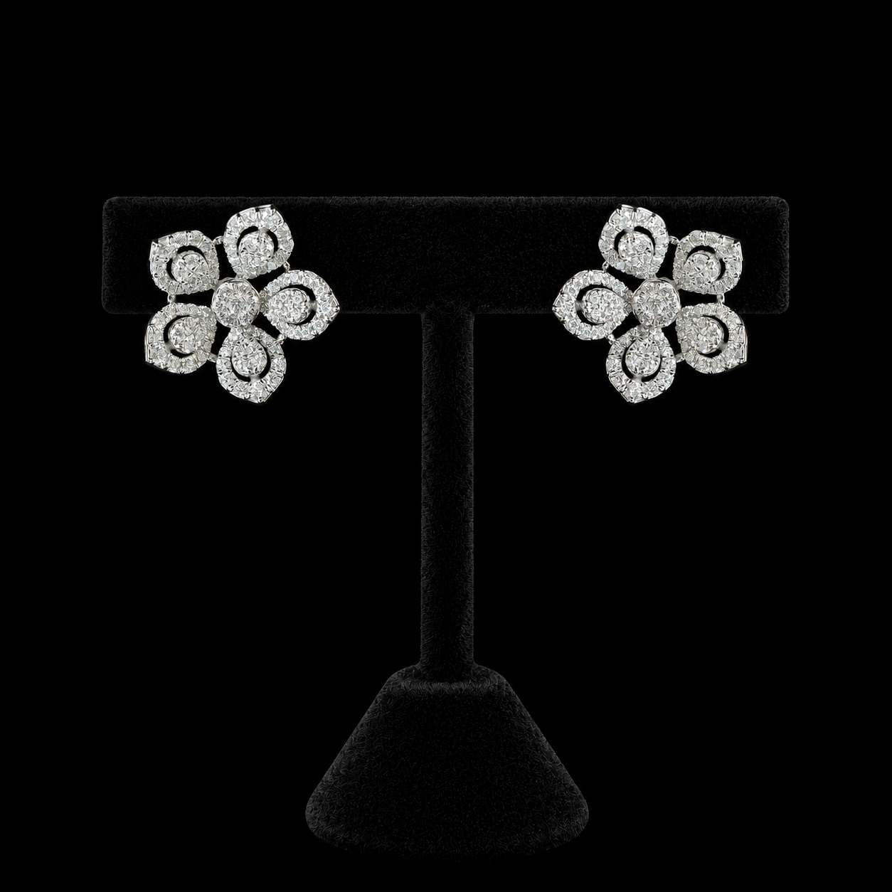 Floral Shaped Diamond Earrings
