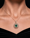 Diamond Pendant with Natural Emeralds