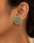 2 In 1 Diamond Studs with Natural Emeralds