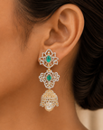 Diamond Jhumkas With Changeable Natural Emeralds And Rubies