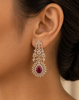 Diamond Earrings with Natural Rubies