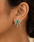 Diamond Earrings with Natural Rubies/Emeralds and Pearl Drops