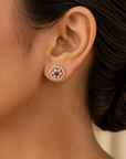 Diamond Studs with Natural Rubies