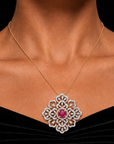 Diamond and Ruby Interchangeable Pendant with Emerald Center