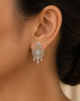 Diamond Botanical Motif Earrings with Pavé Detail