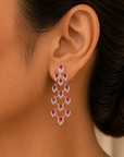Diamond Necklace with Natural Ruby Drops With Earring Set