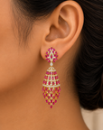 Diamond Tassel Earrings with Natural Rubies