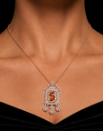 Diamond Pendant with Natural Topaz and Interchangeable Emerald or Ruby