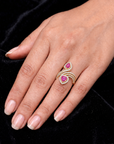 Diamond Ring with Natural Pink Sapphires