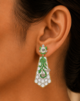 Diamond Earrings with Natural Emerald and Aquamarine