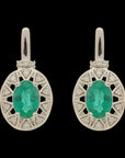 Natural Carved Emerald and Diamond Earrings