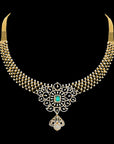 Natural Emerald/Ruby and Diamond Choker with Pearl Drops