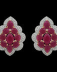 Designer Diamond Studs with Natural Rubies