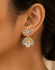 Diamond Earrings with Natural Pearl Drops