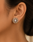 Round Diamond Earrings with Baguette