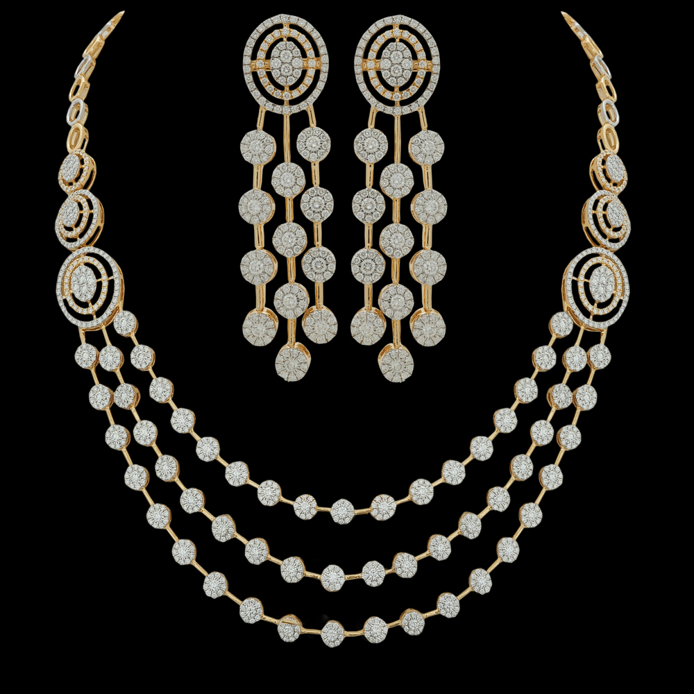 18K Gold & EVSS Diamond (Haramu) Necklace and Earrings Set