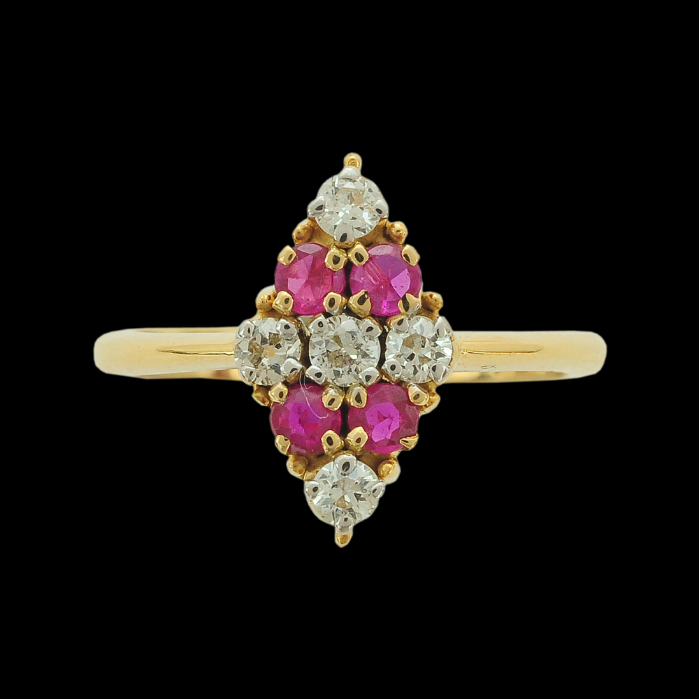 Traditional South Indian Diamond and Ruby Ring