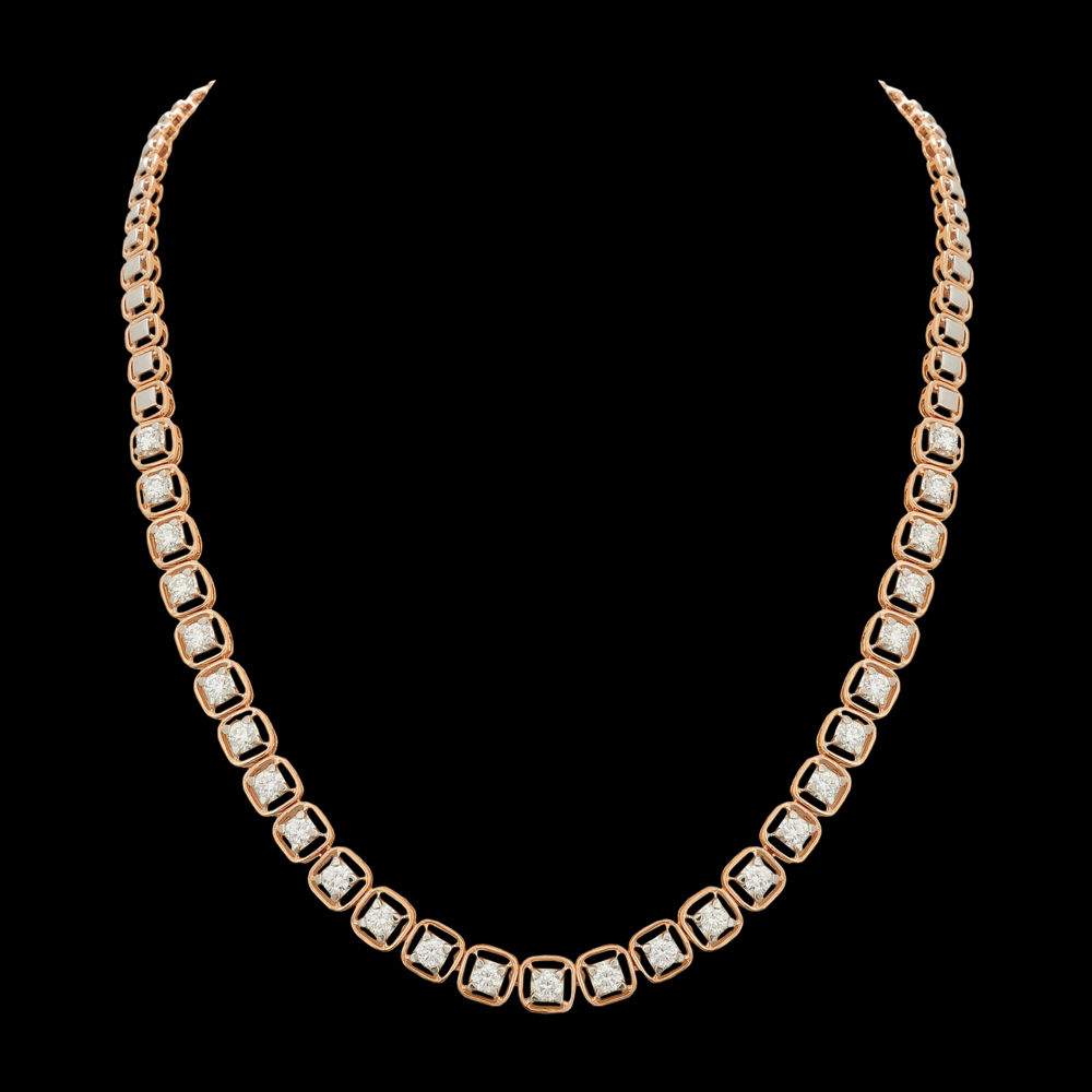 Diamond and Gold Necklace & Earrings Set 