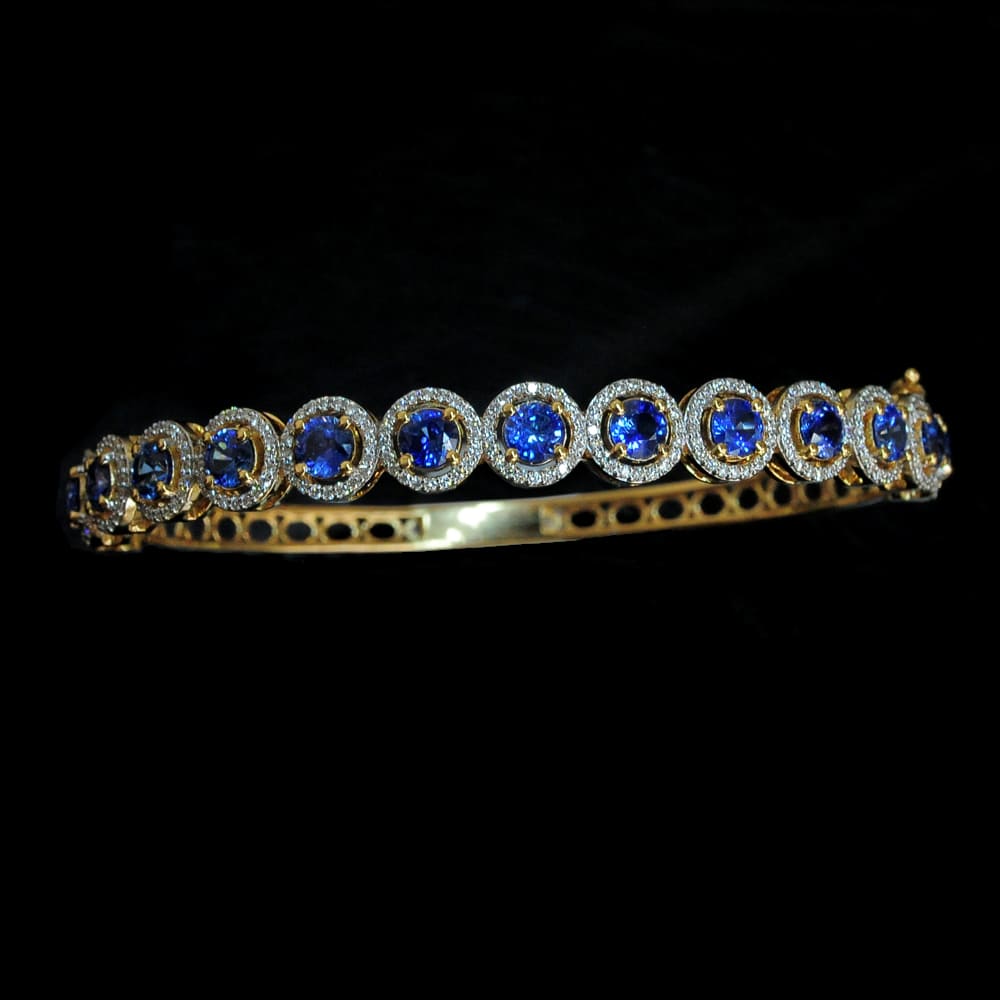Diamond Bracelet with Natural Blue Sapphires.