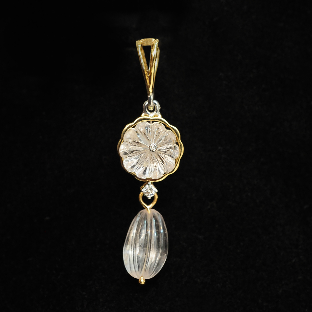 2 In 1 Diamond Necklace and Pendant with Natural Morganite and Spinel.