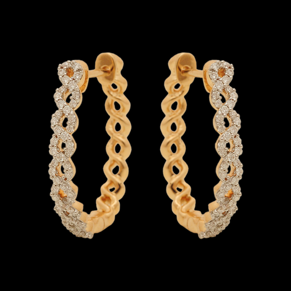 Looping Design Diamond Clip-on Earrings