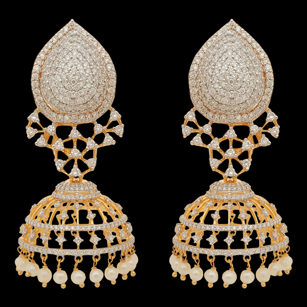 5-in-1 Gold and Diamond Earrings with Interchangeable Emeralds and Rubies