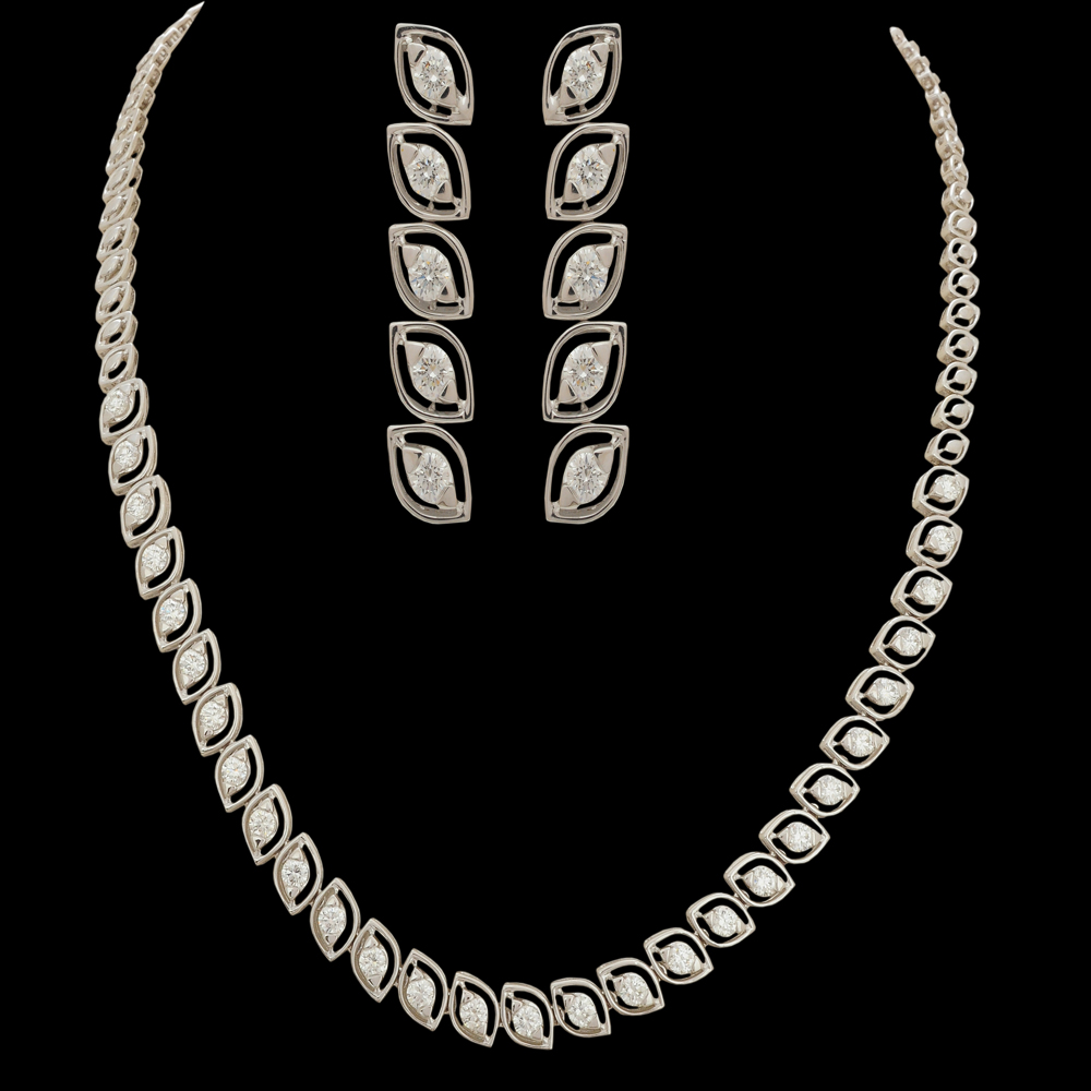 Gold & Diamond Necklace & Earrings (Butalu) Set