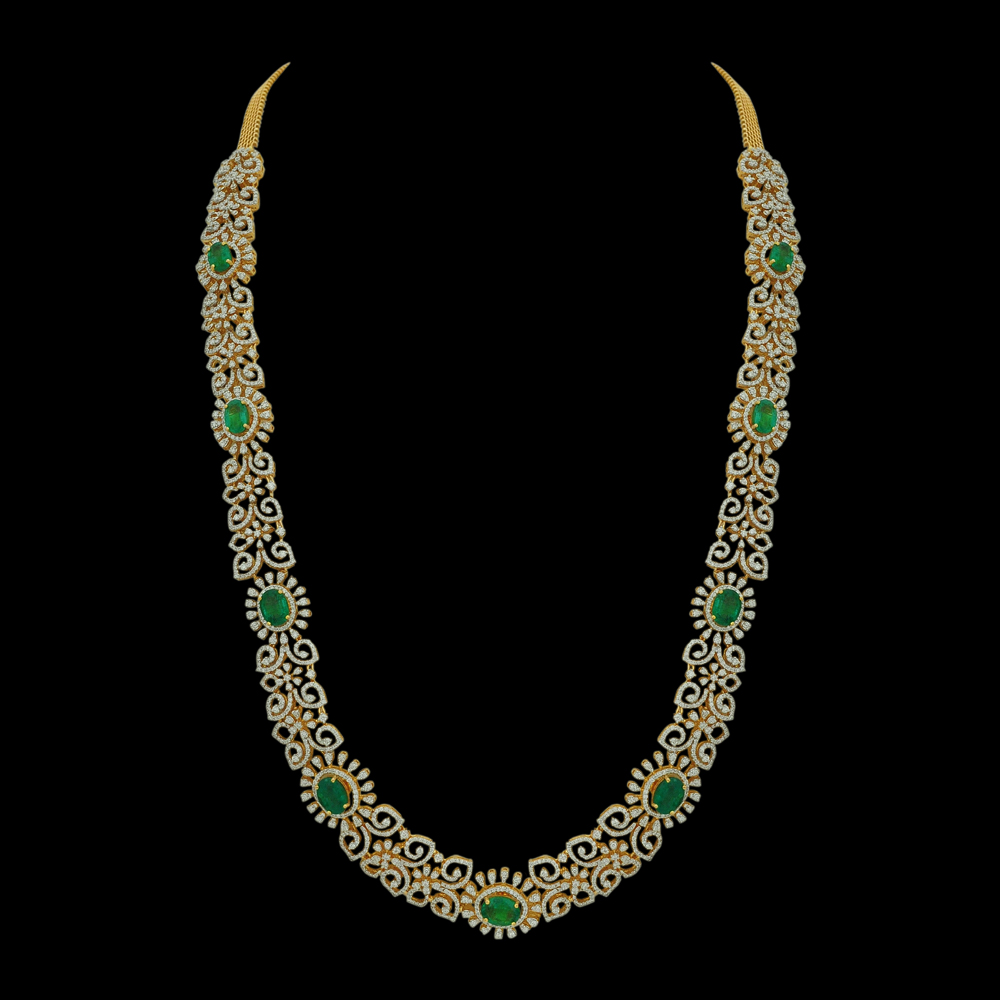 Changeable Natural Emerald/Ruby And Diamond Haaram 