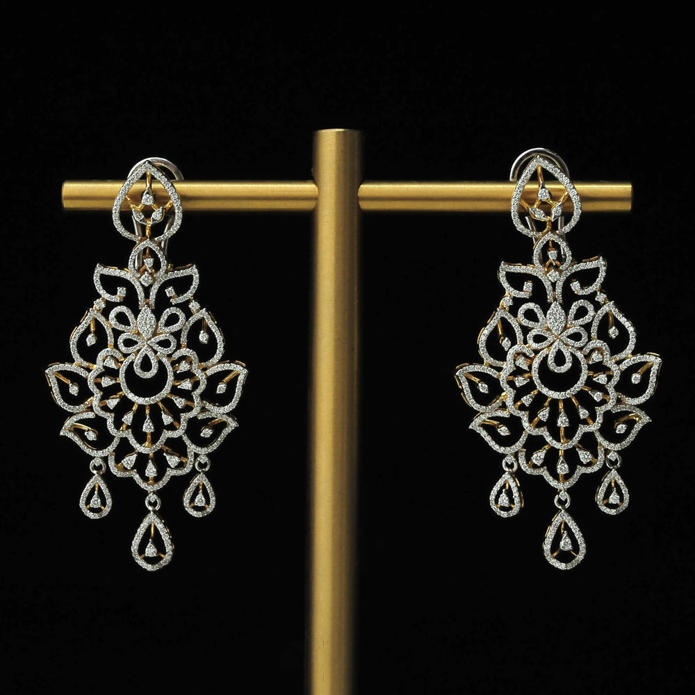 Beautiful Diamond Earrings with changeable Natural Emeralds and Rubies