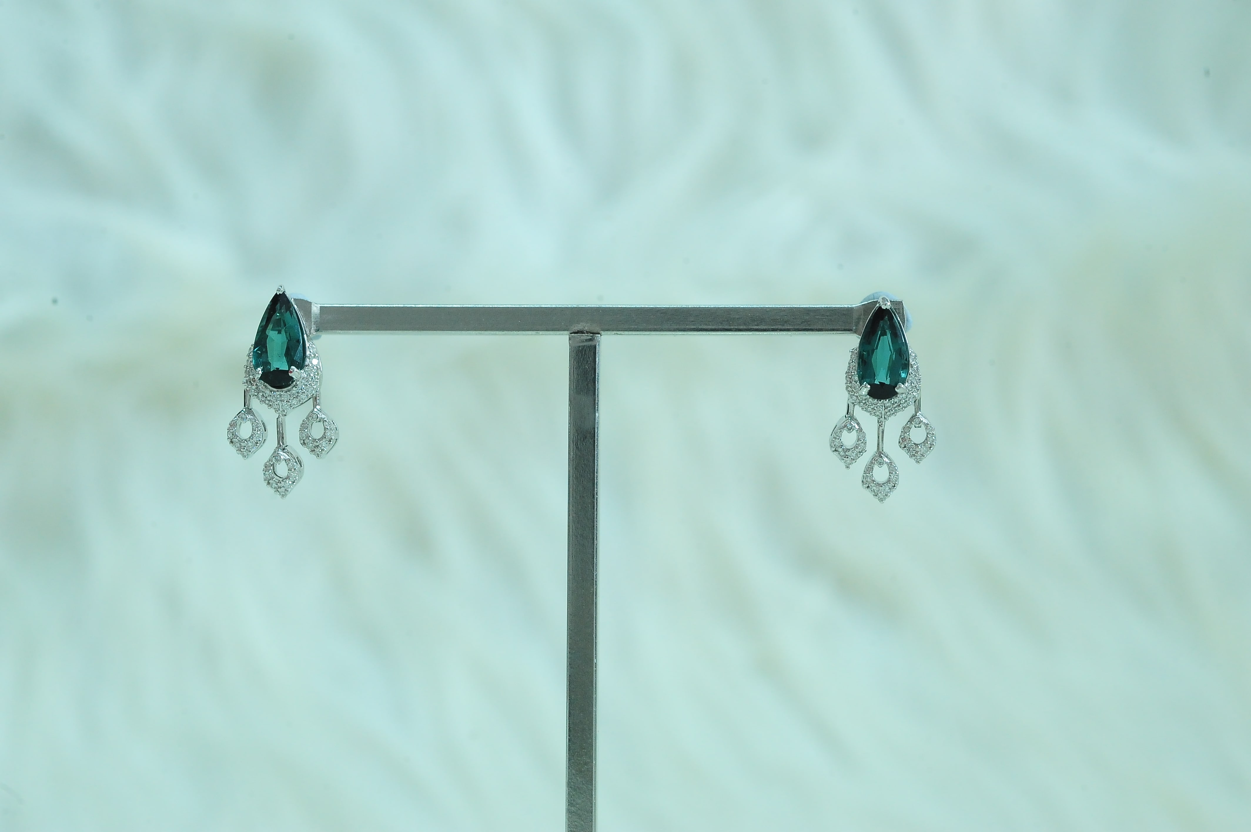 Diamond Earrings with Natural Tourmaline