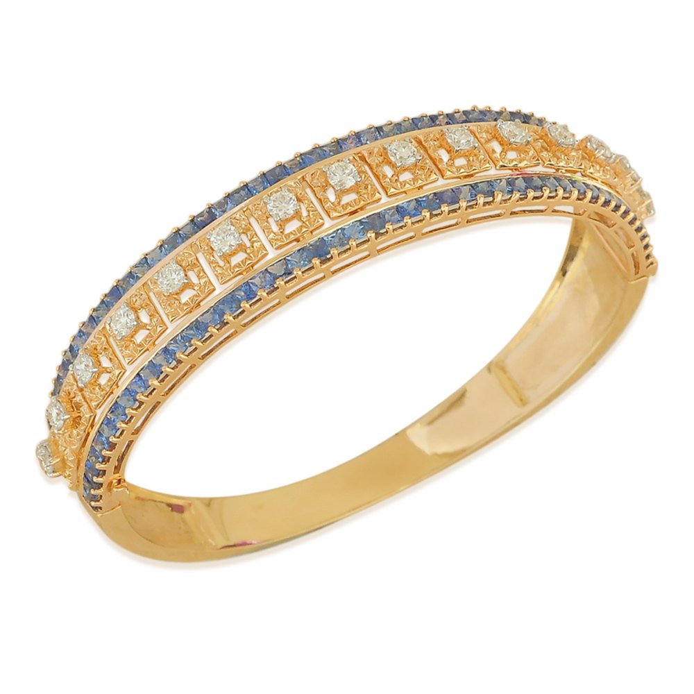 Blue Sapphire Diamond Bangle Bracelet