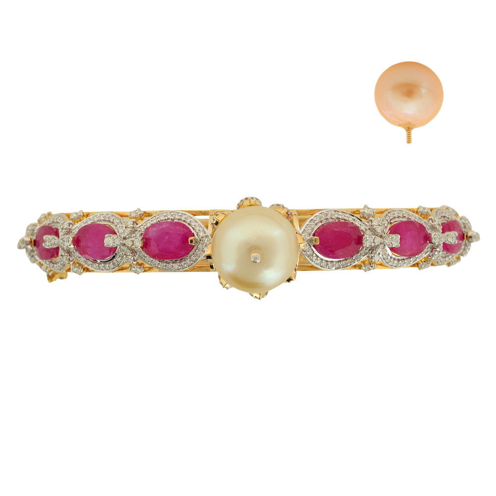 Diamond Bracelet With Rubies And Pearls