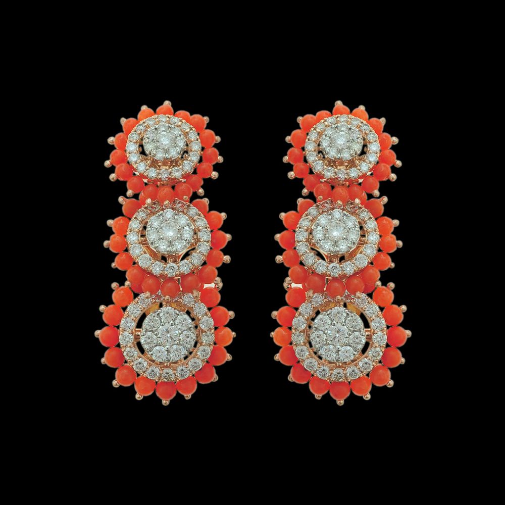 Designer Coral Diamond Earrings
