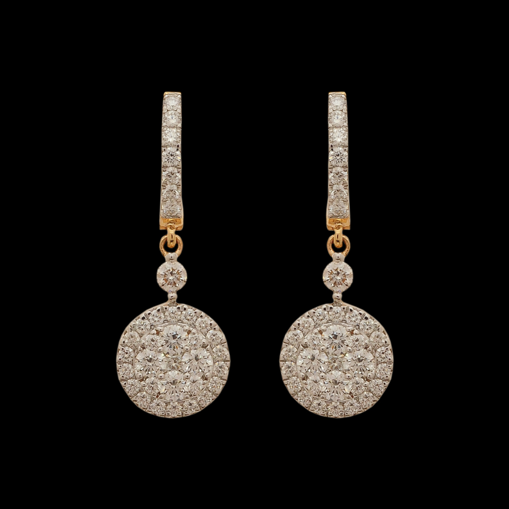 Round Drop Diamond Earrings And Pendant Set