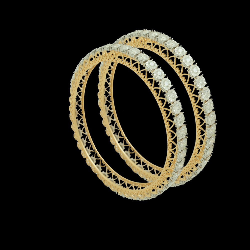 South Indian Style Gold and Diamond Bangles 