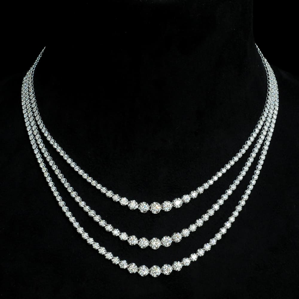 3 line Diamond Solitaire Necklace 