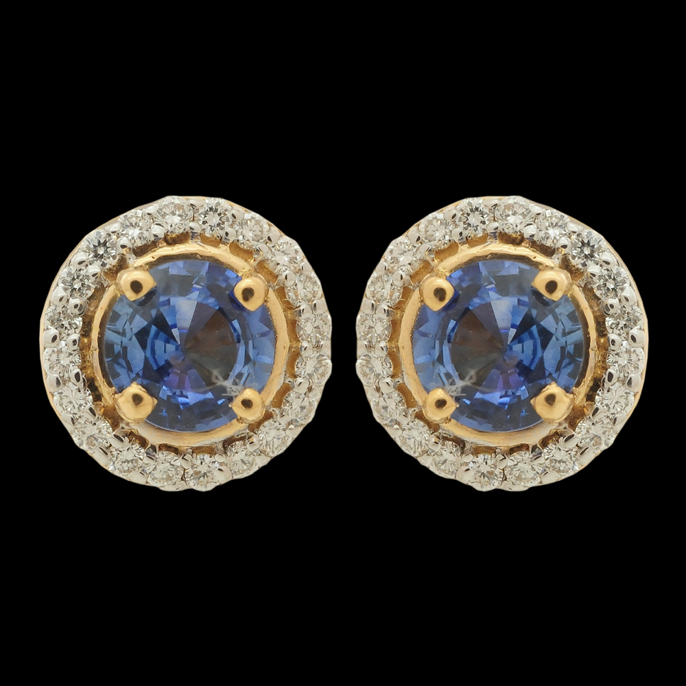 Earrings with Sapphire Blue Gemstones