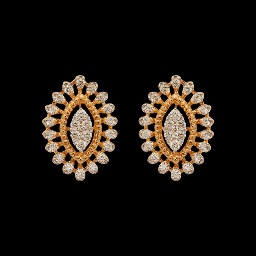 Sun-like Diamond Earrings And Pendant Set