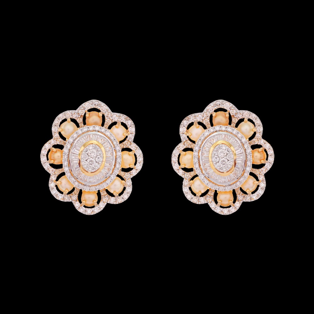 Designer Keshi Peral Diamond Earrings