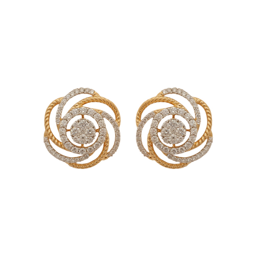 Rose-like Diamond Earrings and Pendant Set